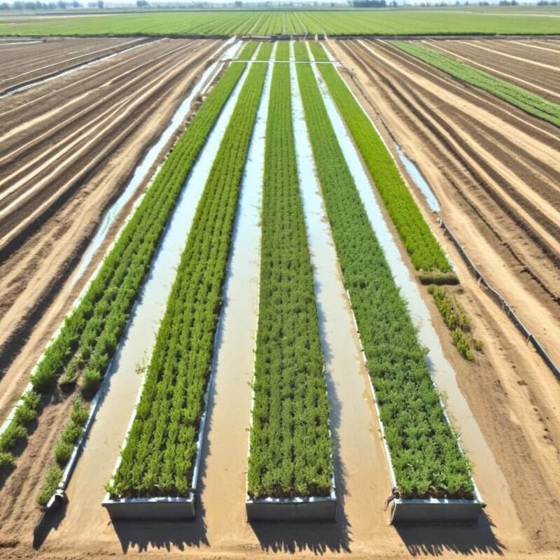 Bassins irrigués de production de pépinières multi variétés